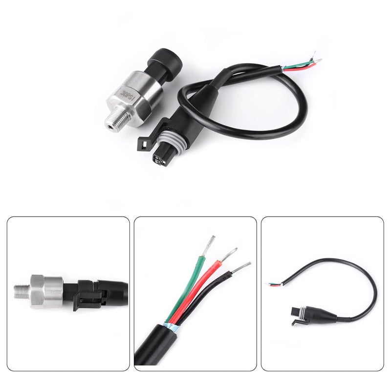 Flylin Pressure Transducer Sender Sensor with Connector, Stainless Steel 1/8”-27 NPT Pressure Transducer Sensor Compatible for Oil Fuel Air Water (30 PSI) - Image 5